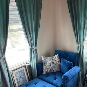 Floor-Length Velvet Curtains w/ Tie-Backs